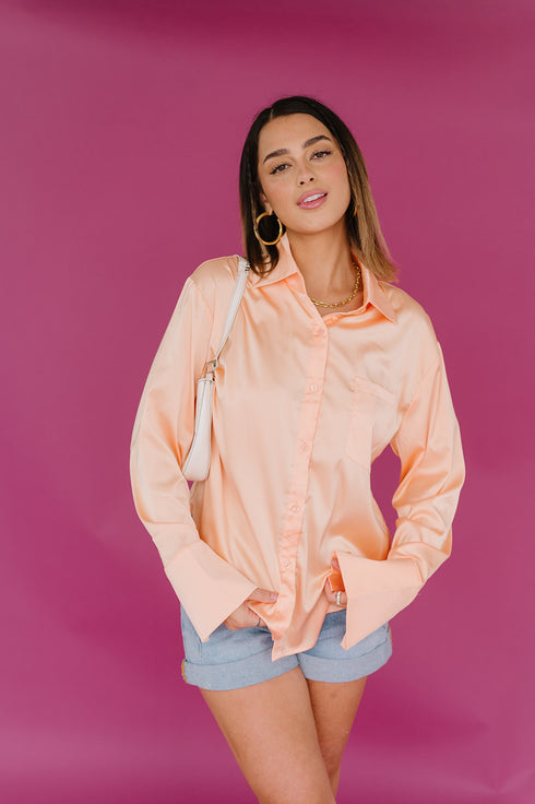 Satin Summer Top// Peach